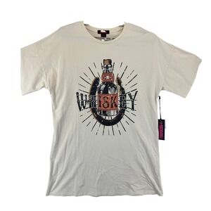 Womens Tee Dress Whiskey Horseshoe Graphic XL Cream NWT Rock & Roll Denim Co